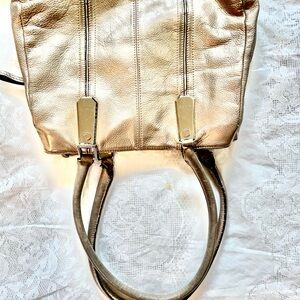 Tignanello Metallic Gold Leather Handbag